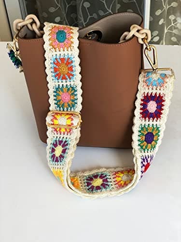 Crochet Flower Purse Straps for Women's Crossbody Handbags