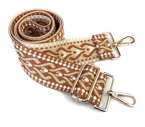 VersaKits Light Green Ethnic Jacquard Crossbody with Adjustable Shoulder Strap — (01)brown Khaki/Light Gold Hooks