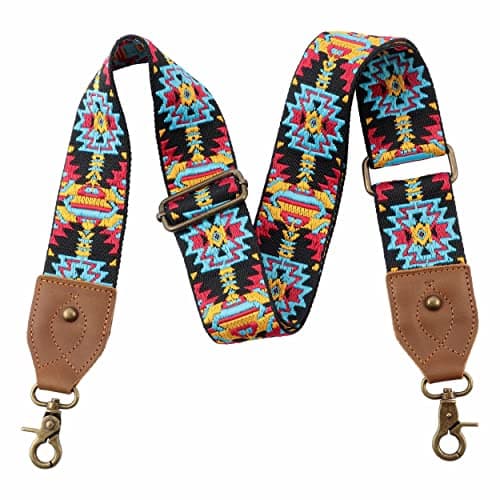 Nefelibata Purse Strap: Adjustable Leather Shoulder Replacement — Retro Embroidery Tiger Stripes