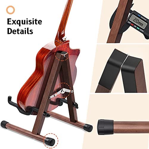 Wooden Acoustic Guitar Stand with Free Picks and Capo, A-Frame Folding Stand for Various Instruments