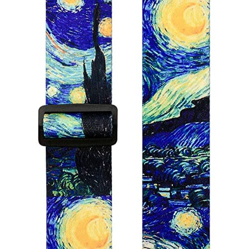 BestSounds Van Gogh Starry Night Guitar Strap with Button & Locks, Adjustable for Bass, Electric & Acoustic Guitar, Perf
