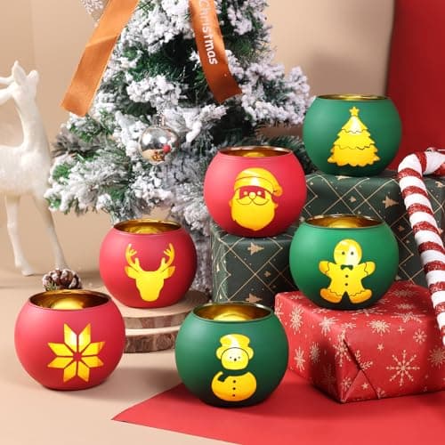 6-Piece Christmas Candle Holder Set for Home Holiday Decor