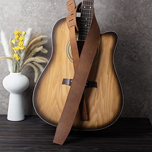 Rclover Personalized Guitar Strap & Case Set Brown