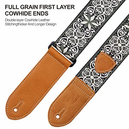 Vintage Woven Guitar Strap with Bonus Accessories - Best for Bass, Electric & Acoustic Guitars