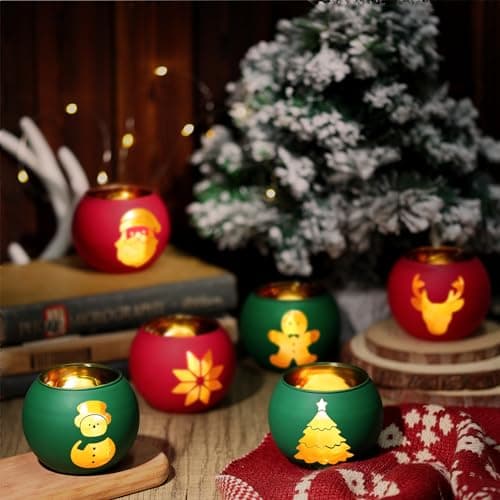 6-Piece Christmas Candle Holder Set for Home Holiday Decor