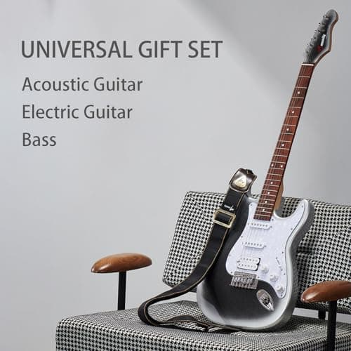 Premium Denim & Cotton Guitar Strap - Unrivaled Comfort for Bass, Acoustic & Electric Guitars (Black)