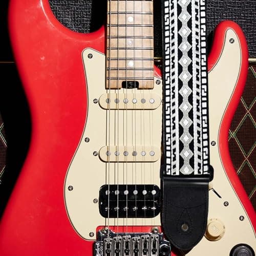Embroidered Jacquard Guitar Strap for Electric & Acoustic Guitars