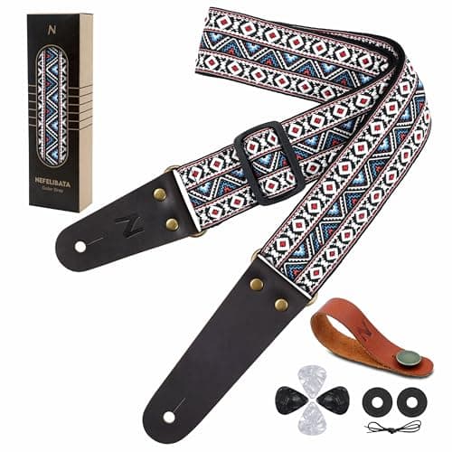 Nefelibata Guitar Strap with Hidden Pocket for Bass, Electric, and Acoustic Guitars