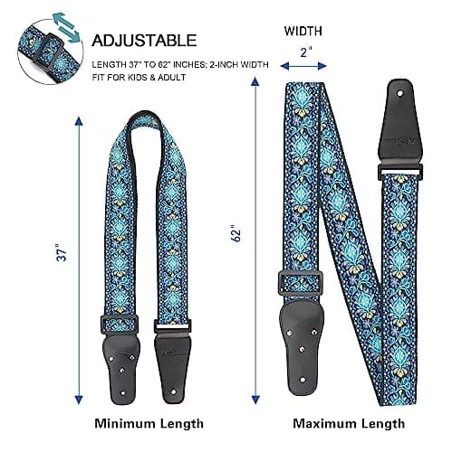 Silicone Lock Electric/Acoustic/Bass Guitar Strap with Cotton Jacquard