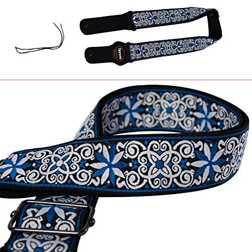 Embroidered Guitar Strap with Picks Pocket