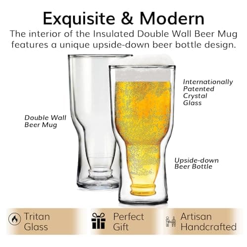 Double Wall Insulated Tritan Beer Cups - 2 Set, 17 oz, Shatterproof, Pub Mug, PicnicReusable