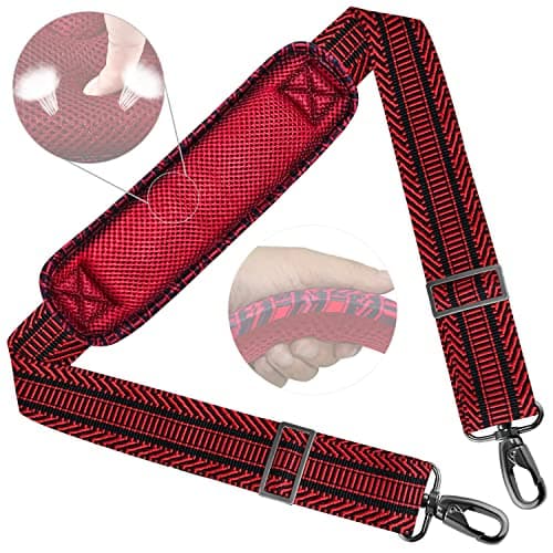 ZINZ Ultra-Thick Adjustable Shoulder Strap for Briefcase and Laptop Bag — Black Red Jacquard