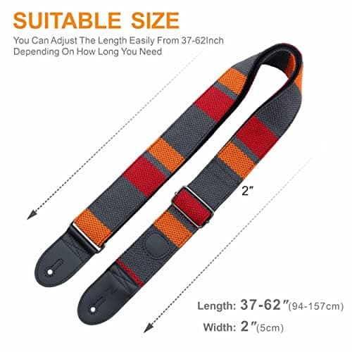 Thicker Woven Guitar Strap with Pick Pocket for Bass, Electric, and Acoustic Guitars
