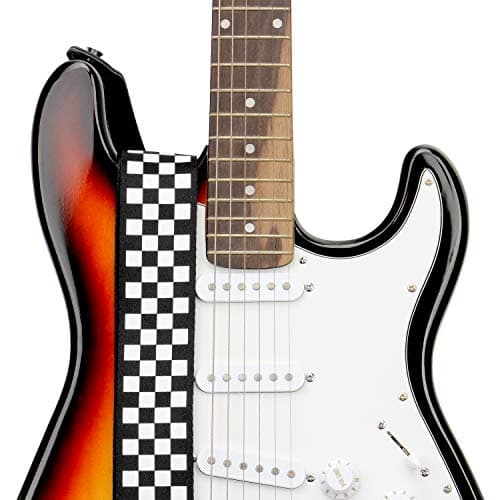 Black and White Checkered Durable Nylon Guitar Strap