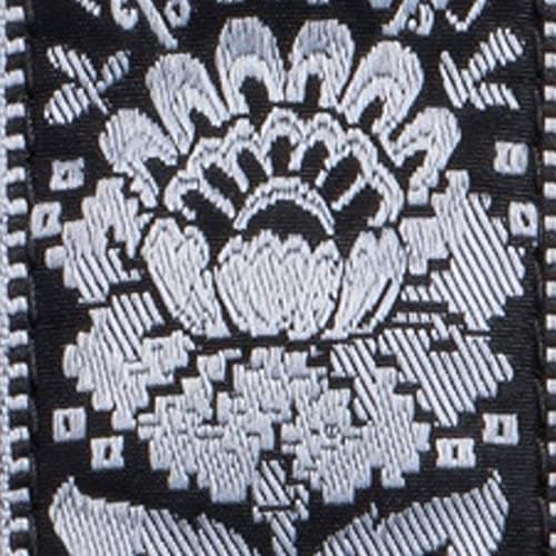 KLIQ Vintage Woven Guitar Strap for Acoustic & Electric Guitars — Flower Black & Silver Sunburst