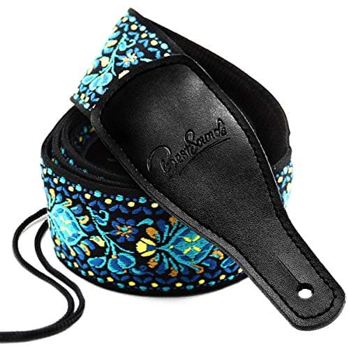 Jacquard Embroidered Cotton Guitar Strap for Bass, Electric & Acoustic Guitars