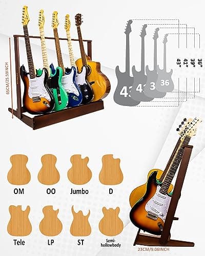 STRICH SMT-20 Multi-Guitar Rack Stand, Holds 10 Electric Bass or 5 Acoustic Guitars