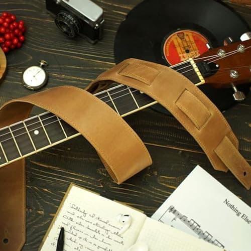 Engraved Text Custom Guitar Strap - Personalized Microfiber Leather Bass Strap Gifts for Men (Style 1)