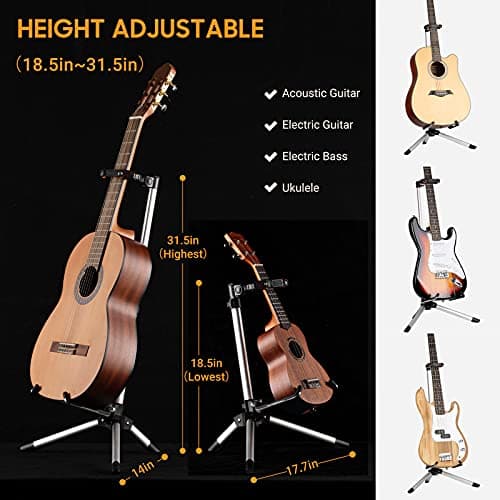 CAHAYA Floor Guitar Stand - Adjustable Height, Folding, Lightweight