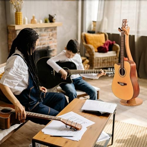 Handmade Bamboo Guitar Stand for Acoustic & Electric Guitars, Mandolins & Banjos