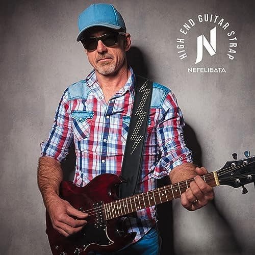 Nefelibata Full Grain Leather Guitar Strap with Lightning Silver Rivets