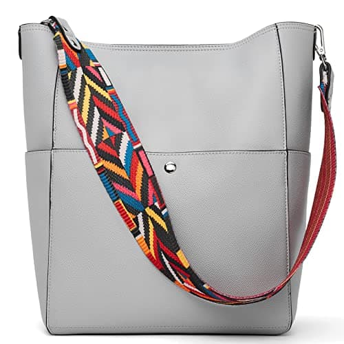 BROMEN Women's Leather Hobo Bag Designer Shoulder Purse — 2-grey