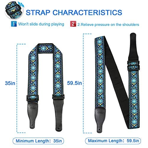Adjustable Woven Braided Guitar Strap for Bass Electric/Acoustic Guitars