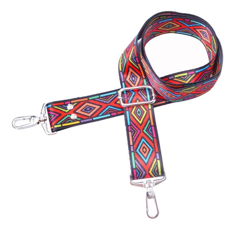 Wento 1pcs 31''-57'' Webbing Shoulder Cross Bag Strap (Black) WTD34 — Color 108 (Silver Hardware)