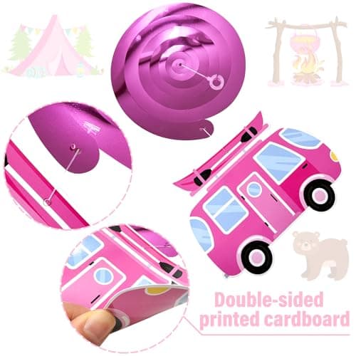 Camping Birthday Party Hanging Swirls - 20PCS Girls Camp Ceiling Streamer