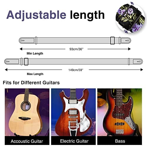 LEKATO Artistic Flower Bass Strap for Electric & Acoustic Guitars with Pick Holder