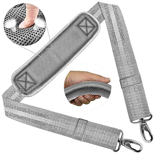 ZINZ Ultra-Thick Adjustable Shoulder Strap for Briefcase and Laptop Bag — Gray Silver