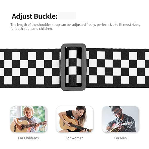 Black and White Checkered Durable Nylon Guitar Strap