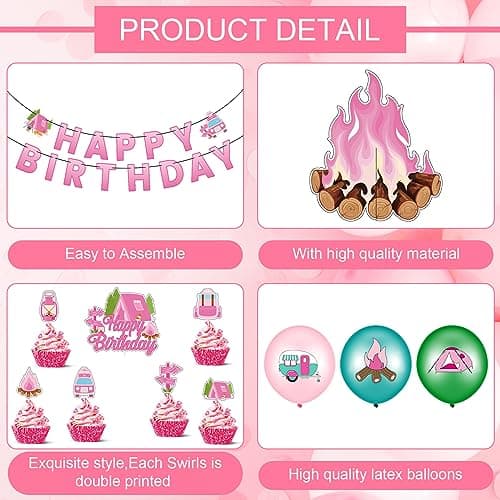 154 Pcs Camping Girl Party Decor Set