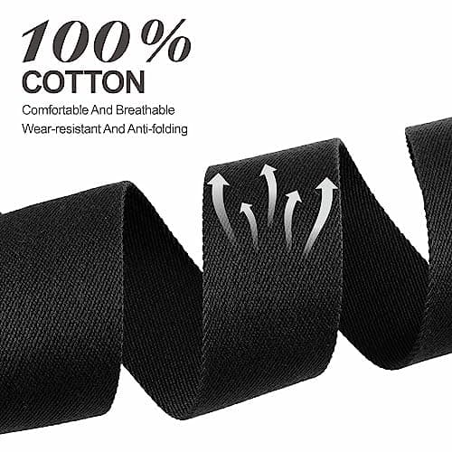 Black Cotton Guitar Strap for Bass, Electric & Acoustic with Leather Ends (2.3)