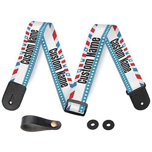 Custom Personalized American Flag Guitar Strap - Bass Electric Acoustic — Red, White, and Blue