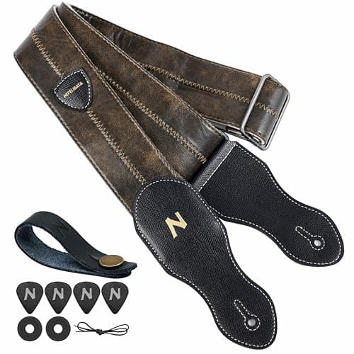 Nefelibata Guitar Strap with Pick Pocket, 60s Vintage Style (Green) — Wilderness Green