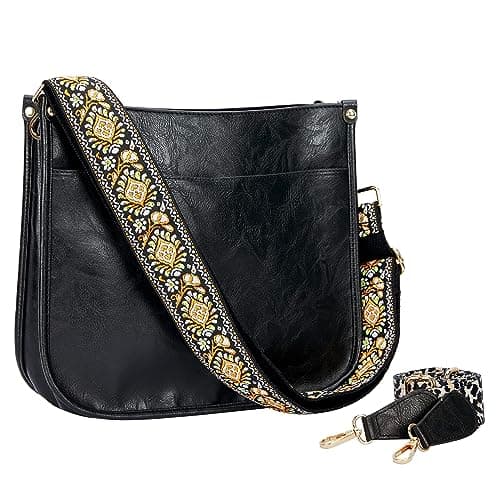 Erideno Vegan Leather Crossbody Bag for Women — Black