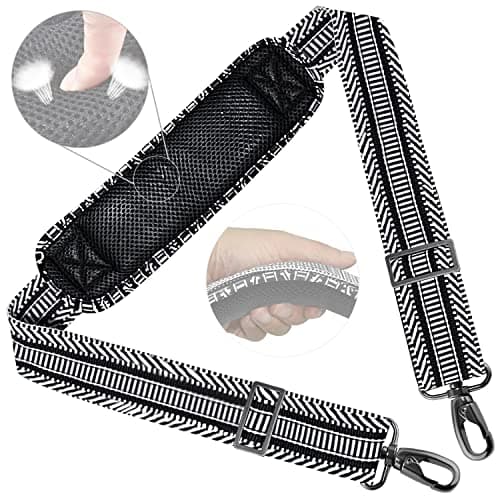 ZINZ Ultra-Thick Adjustable Shoulder Strap for Briefcase and Laptop Bag — Black White Jacquard
