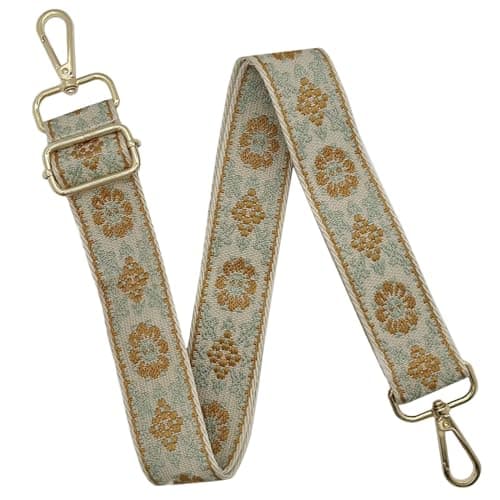 Adjustable Canvas Purse Strap with Gold Metal Buckle — Style2