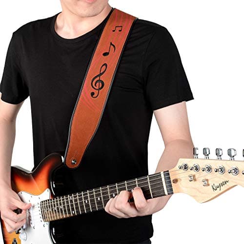 Brown Note Suede Leather Guitar Strap, 2.8 Inches Wide