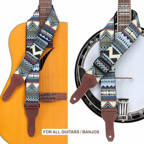 Bohemian Quadrilateral Guitar Strap with Headstock Rope and Leather Headband