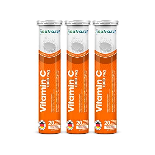 Nutrazul Vitamin C 1000mg Effervescent Tablets - Orange, 20's x 3 | Gluten Free