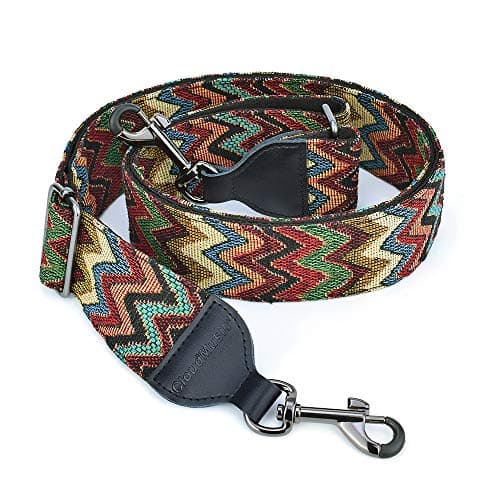 Banjo Strap Guitar Strap with Leather Ends and Metal Clips (Flowers) — Colorful Wave
