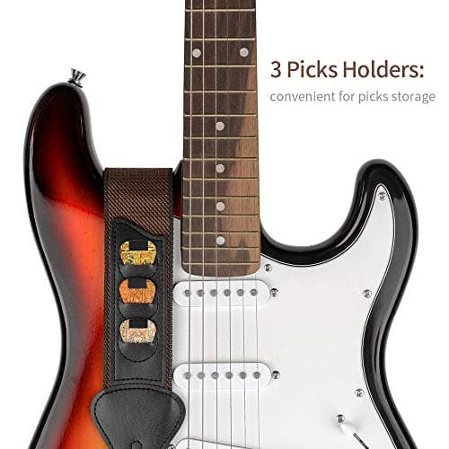 BestSounds Soft Cotton Guitar Straps, 3 Pick Holders, Bass, Electric & Acoustic