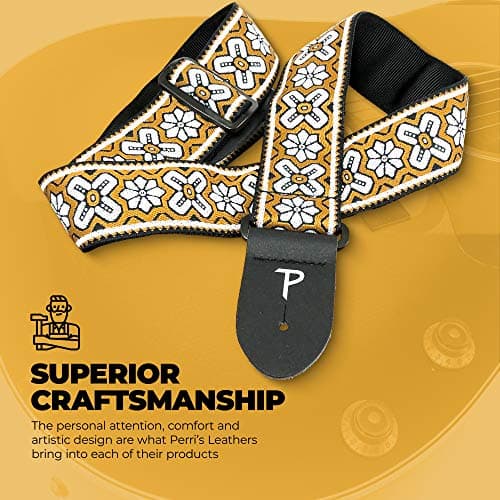 Perri’s Leathers Ltd. Jacquard Guitar Strap - Adjustable for Acoustic, Bass & Electric Guitars - Made in Canada