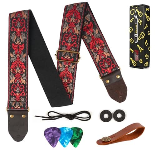 Jacquard Embroidered Cotton Guitar Straps for Acoustic Guitars with Real Leather Ends
| Real Leather Ends Jacquard Embroidered Cotton Guitar Straps for Acoustic Guitars
| Acoustic Guitars Premium Jacquard Embroidered Cotton Guitar Straps with Leathe 