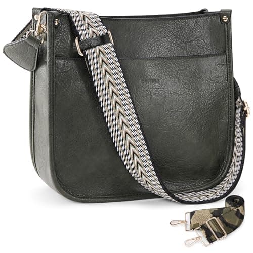 Caitina Women's Vegan Leather Adjustable Strap Crossbody Hobo Purse — A9-armygreen