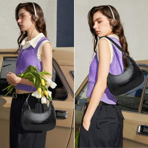 CROJUYI Small Crescent Shoulder Clutch Hobo Tote Purse for Women