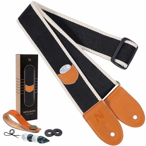 Nefelibata Guitar Strap with Pick Pocket, Free Button, Locks, Picks