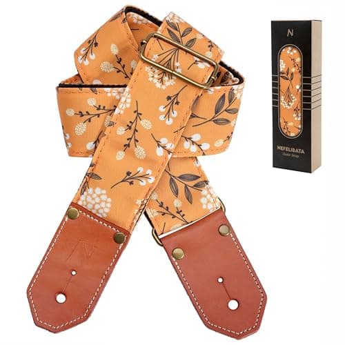 Cool Woven Guitar Strap with Leather Ends for Guitarists — Dandelion